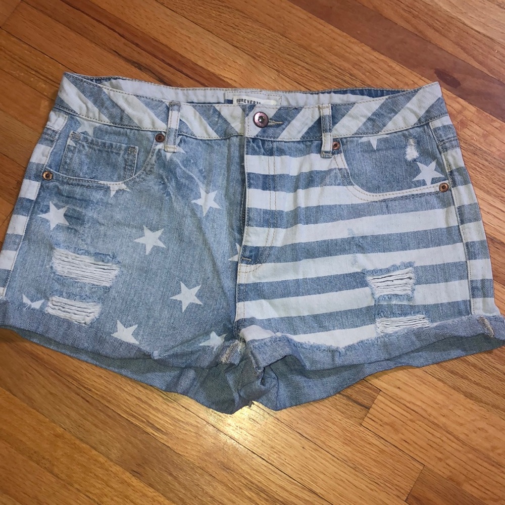 American Flag Jean Shorts